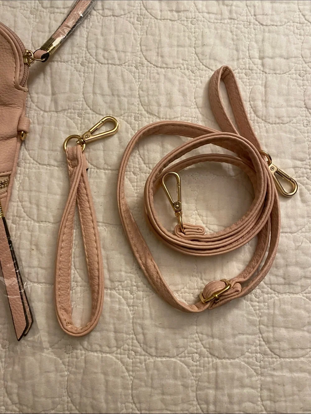 Diophy Blush Fold-Over Wristlet Clutch or crossbody with Zip Accents